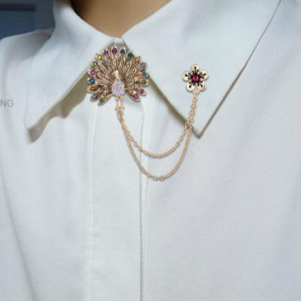 Ghim Cài Áo Hình Bông Hoa Phối Dây Xích Thời Trang Cho Nữ