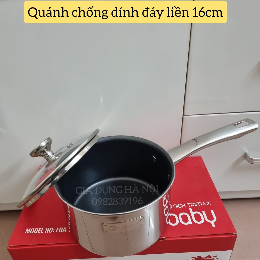 QUÁNH CHỐNG DÍNH INOX ĐÁY LIỀN ELMICH TRIMAX 3783 14CM,16CM INOX ELMICH