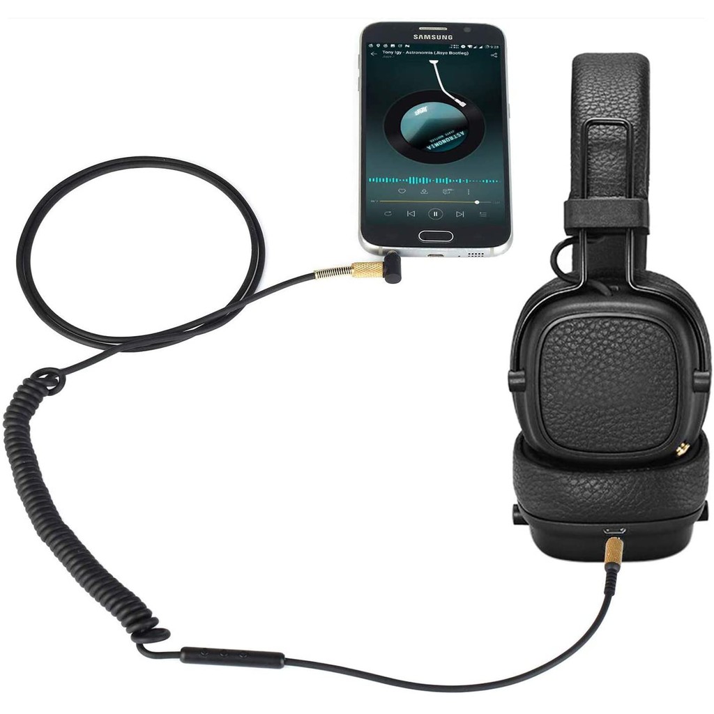 Dây Cáp Lò Xo Nối Dài Thay Thế Kèm mic Cho Tai Nghe bluetooth marshall major ii
