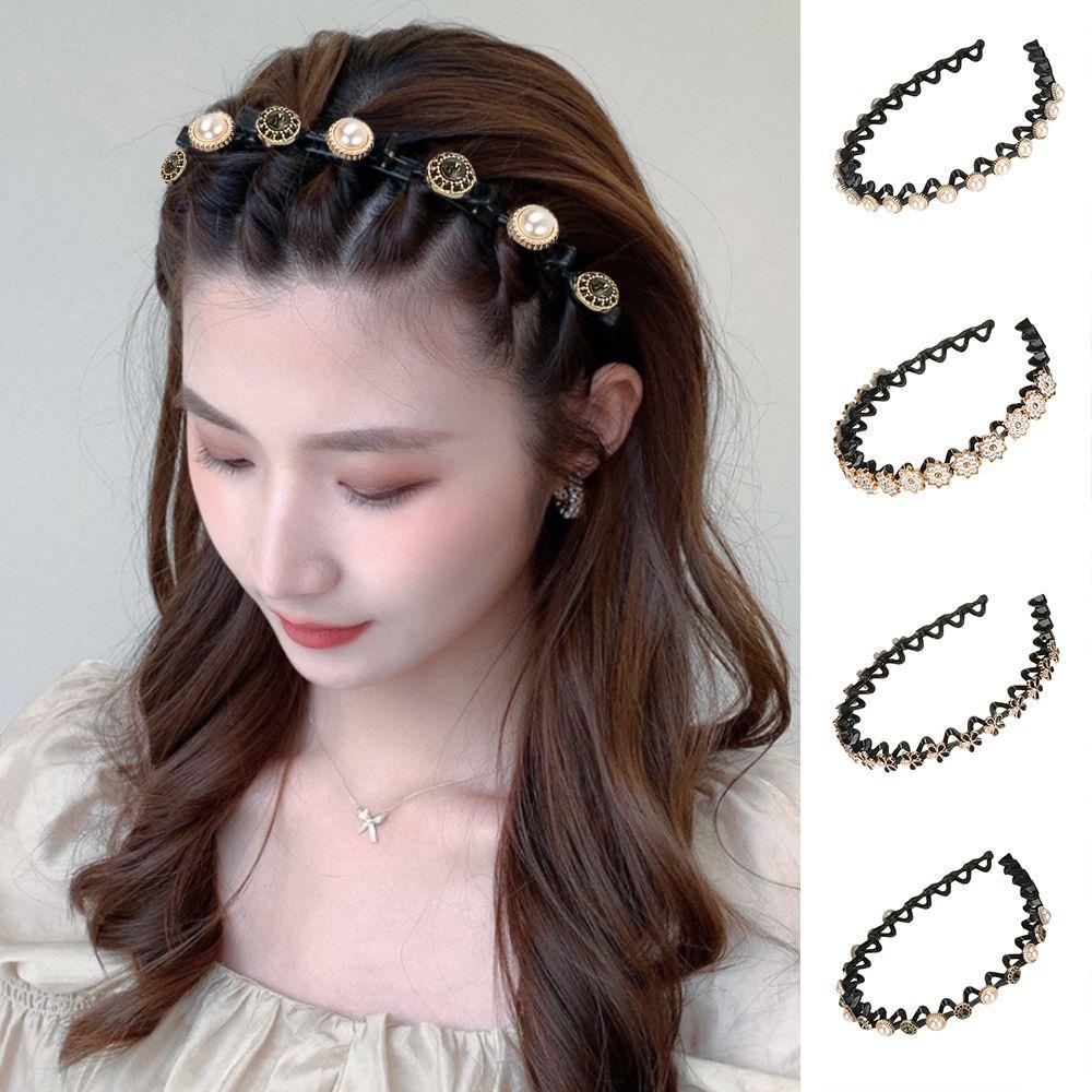 PINEVN Kẹp Tóc Mái Đôi Tạo Kiểu Gợn Sóng Đính Đá Dùng Làm Quà Tặng Cho Bạn Gái