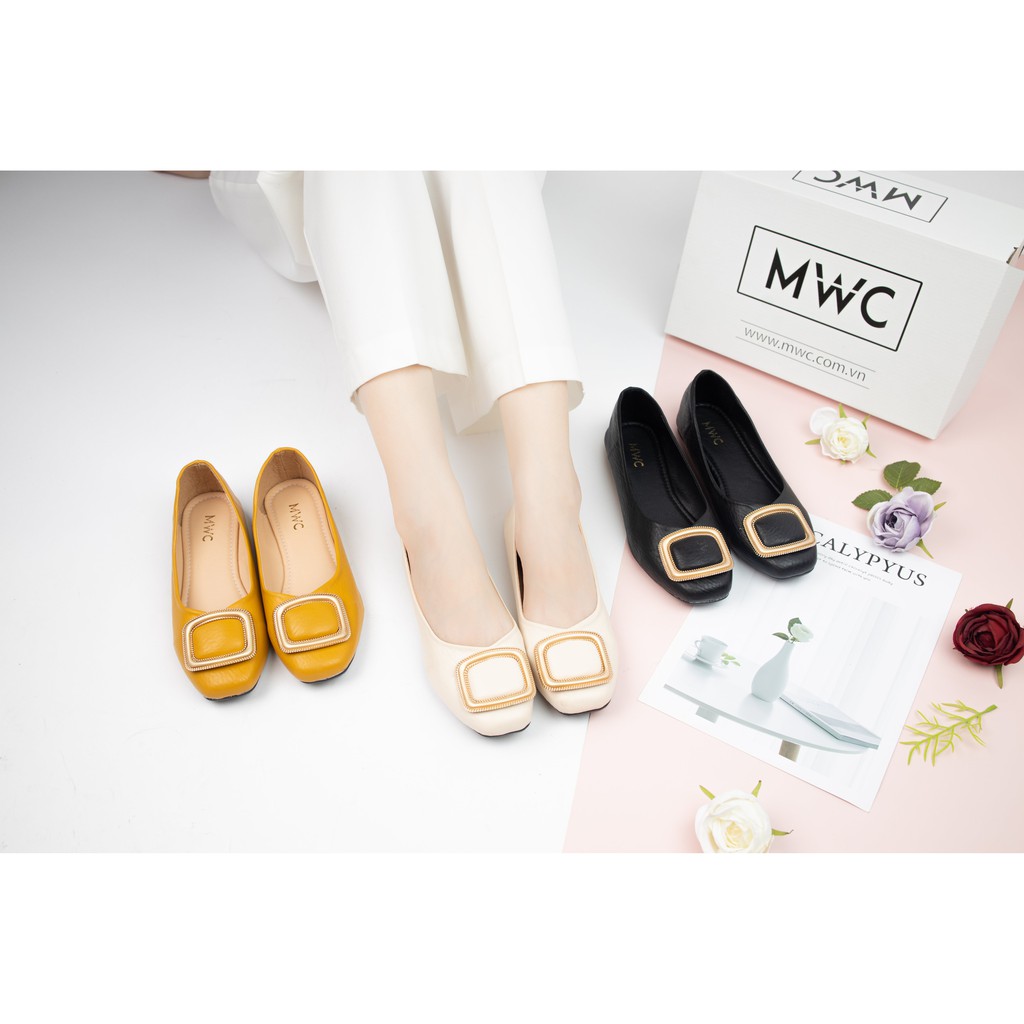 [Mã FATHANG5 giảm 10K đơn 50K] Giày búp bê nữ đính khóa MWC NUBB- 2182