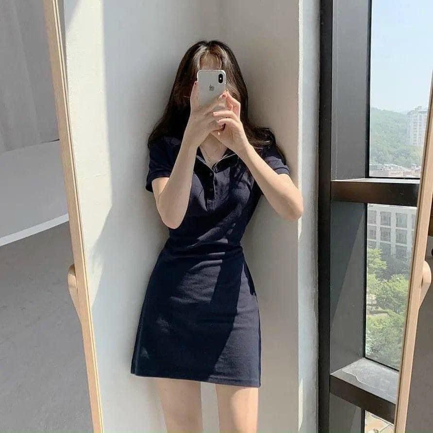Đầm Polo Body tay ngắn - Váy Polo dáng ôm chất cotton co dãn 4 chiều