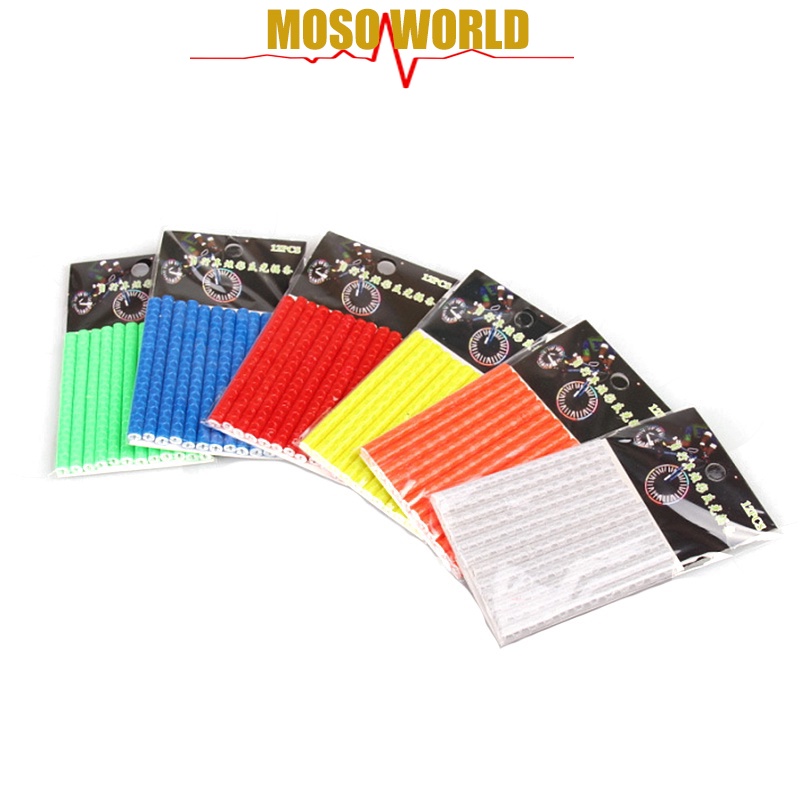 Bộ 12 ống kẹp gắn căm xe đạp MOSOWORLD phản quang DIY bảo vệ an toàn tiện lợi