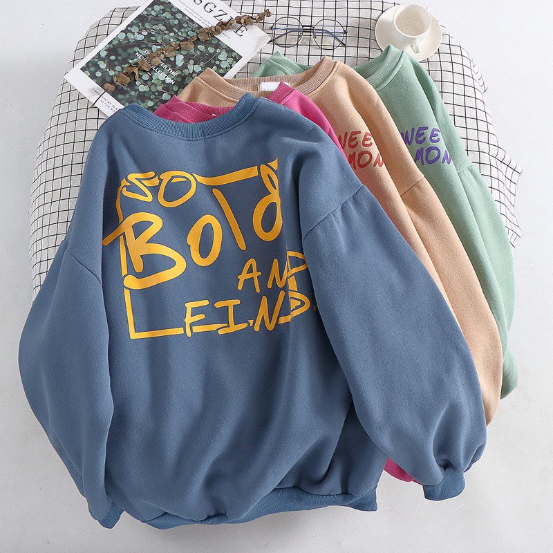 Áo Sweater Nỉ Bông Thu Đông Ulzzang Unisex Form Rộng