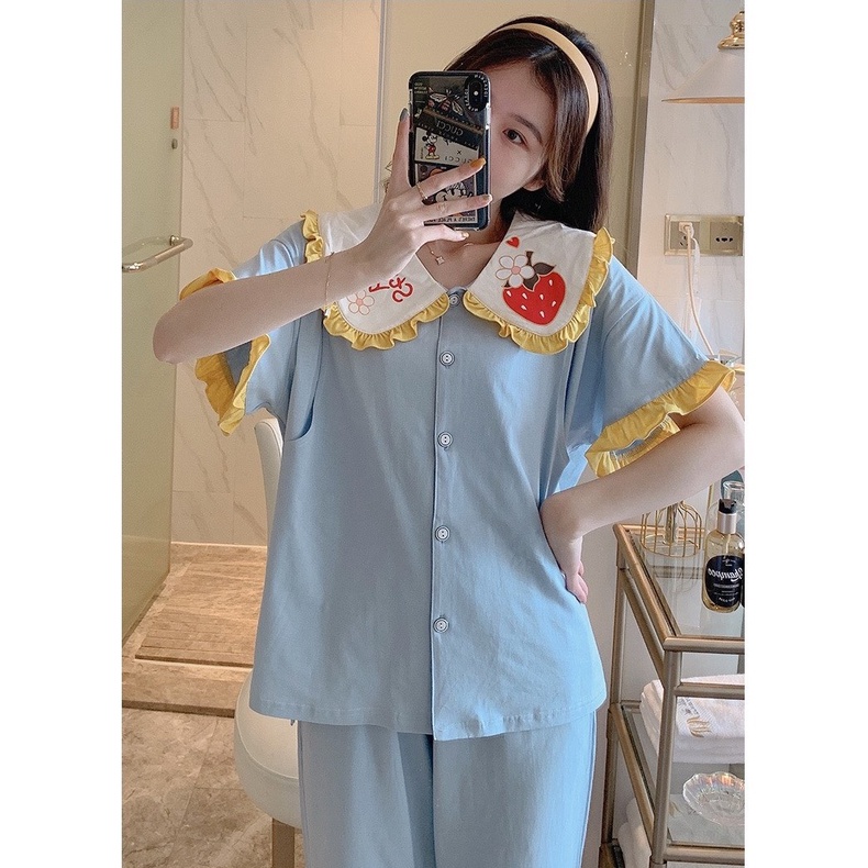 Bộ bầu - bộ sau sinh - chất liệu cotton - kiểu mới thời trang ( lá sen in quả Dâu Dài )