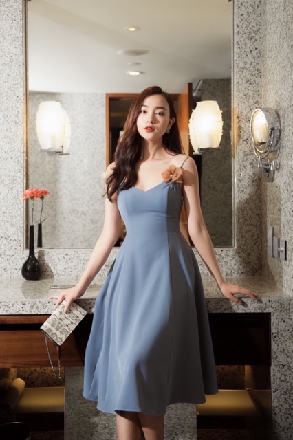 [Mã FATHANG5 giảm 10K đơn 50K] Đầm xanh đậm 2 dây (kèm hình thật) | BigBuy360 - bigbuy360.vn