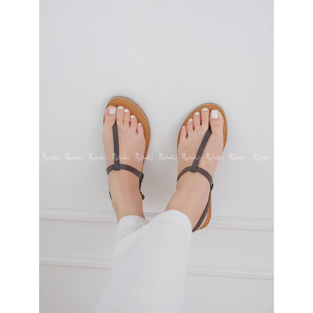 Giày sandal kẹp ngón quai dọc chất da bò - THENYSMILE - Henry