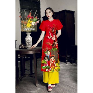 Vải áo dài in mẫu tết
