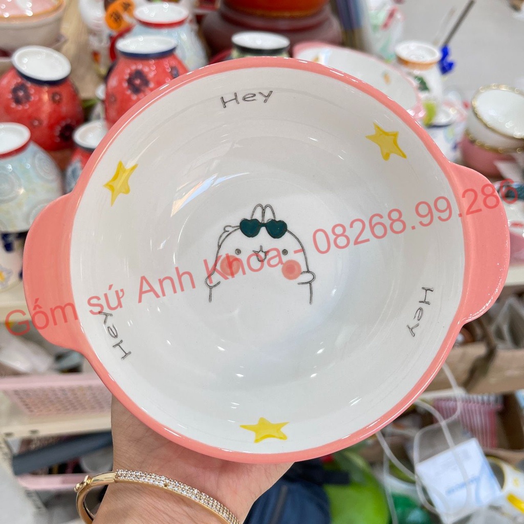 Sét Bát Đĩa sứ Decor Chén Dĩa Sứ Dễ Thương Cute Cao Cấp cực kỳ xinh yêu Bộ thỏ hồng 19 món trang trí món ăn siêu đẹp.