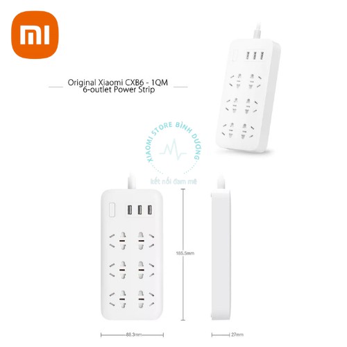 [CHÍNH HÃNG] Xiaomi Mijia Power Strip 6 Socket 3USB Ports 15W 5V 2.1AỔ cắm điện Xiaomi Mi Power Strip