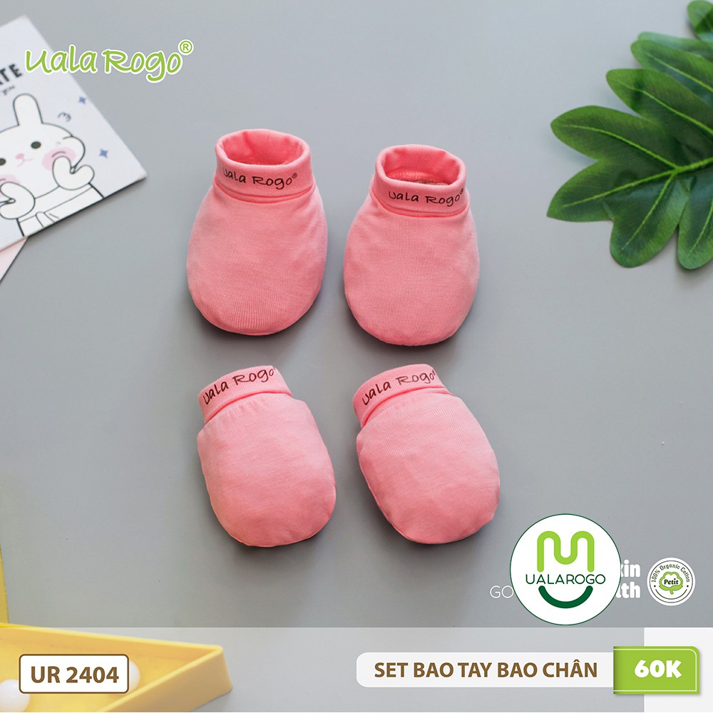 Set bao tay bao chân Ualarogo vải peptit mềm mại co giãn bảo vệ chân tay bé khỏi va chạm 4 màu xinh xắn UR2404