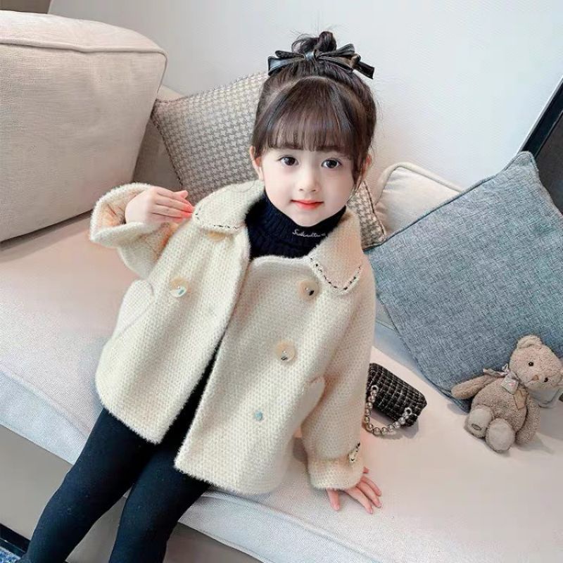 Áo khoác dạ lông cho bé gái (có ảnh thật)