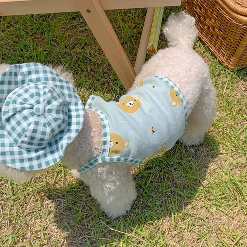 Áo hai dây gấu nâu kèm nón cho thú cưng