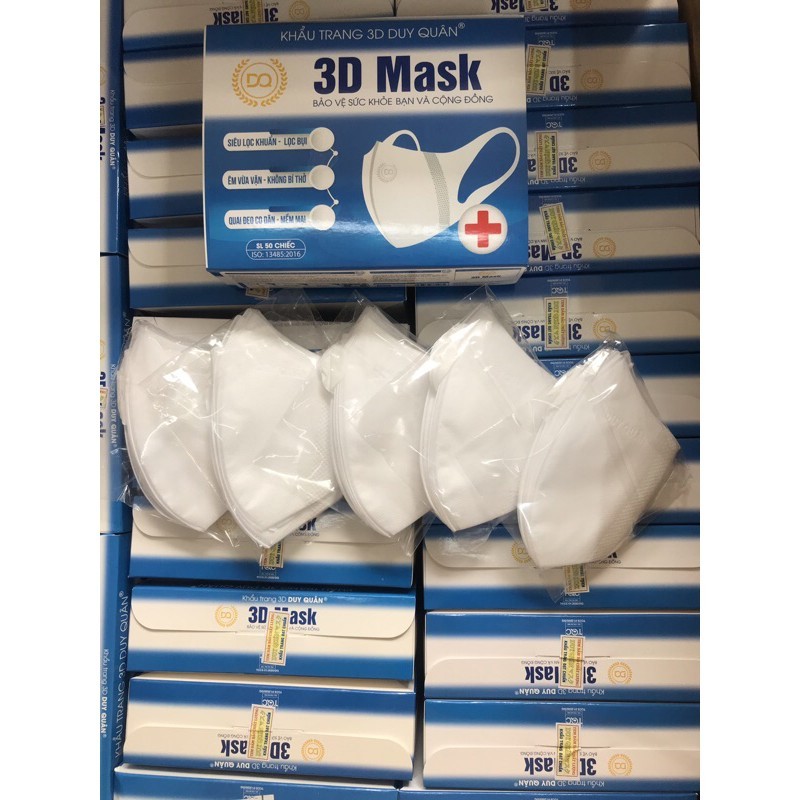 Khẩu trang 3D Mask DUY QUÂN công nghệ Nhật Bản mầu Trắng Hộp 50 chiếc