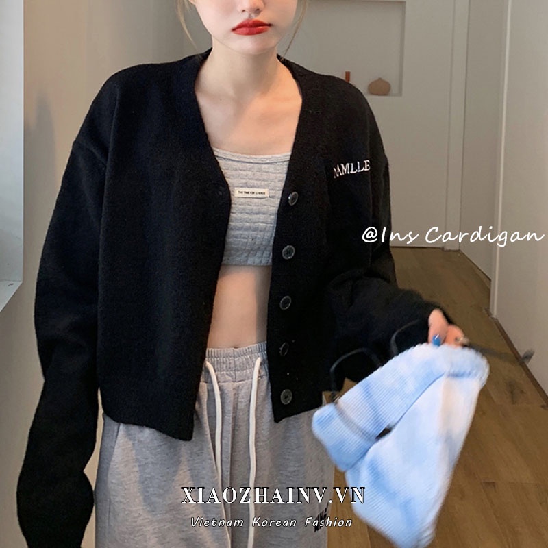 Xiaozhainv Áo Khoác Cardigan Dệt Kim Tay Dài Dáng Rộng In Chữ Kiểu Hàn Quốc Thời Trang Mùa Thu Cho Nữ | BigBuy360 - bigbuy360.vn