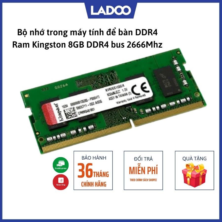 Bộ nhớ trong máy tính để bàn DDR4 Ram Kingston 8GB DDR4 bus 2666Mhz - Bảo hành 36 tháng chính hãng