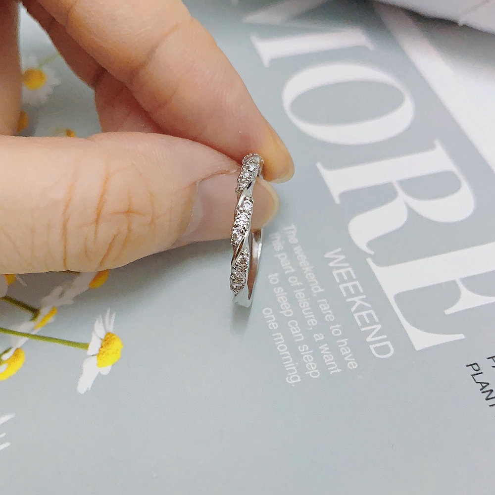 Nhẫn Đính Hôn Đính Đá Zircon Màu Trắng/Vàng Kim Thiết Kế Đơn Giản Thời Trang Cho Nữ DZR021