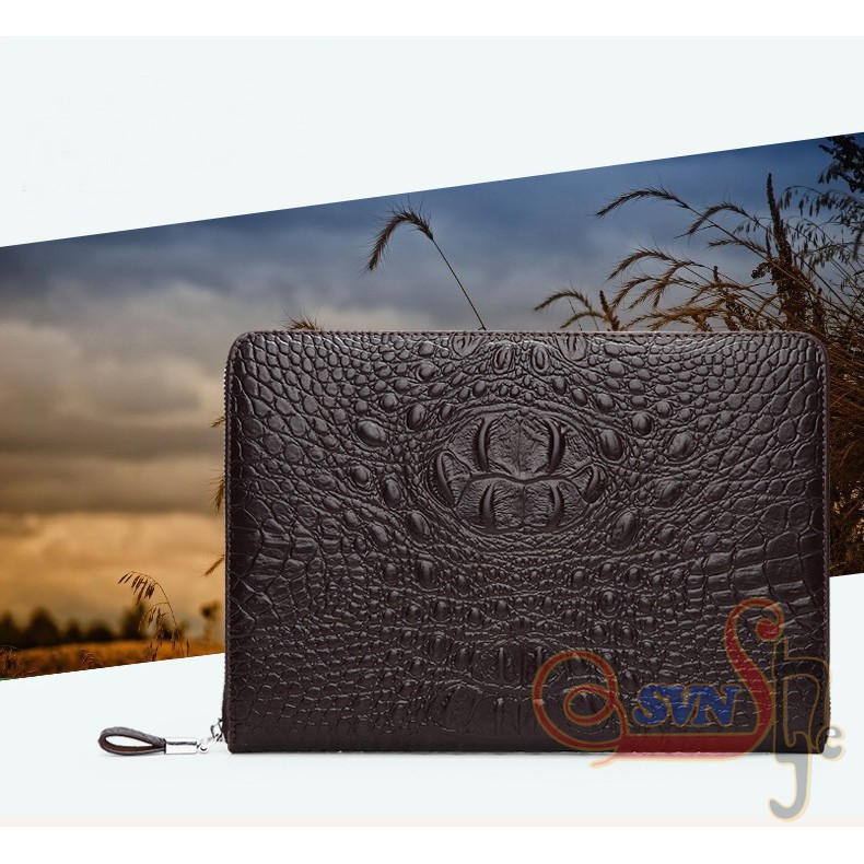 Túi đựng Ipad cầm tay da nhập khẩu vân cá sấu đẳng cấp thời trang nam giới Grown Mẫu mới, Sang trọng