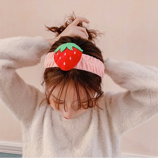 Băng Đô Turban Quả Dâu Tây 3D Strawberry Vải Bông Nhung Dày Dặn Siêu Mềm Mướt Cute !