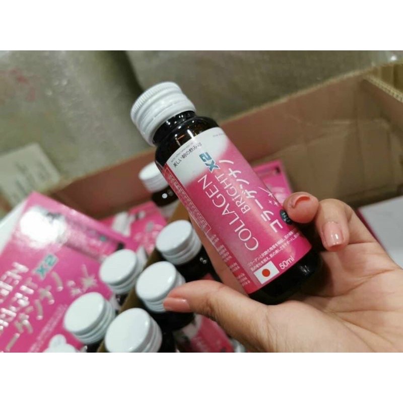 Nước Collagen trắng da Bright  X2 Nhật Bản chống lão hoá, đẹp  da (hộp 10 chai)