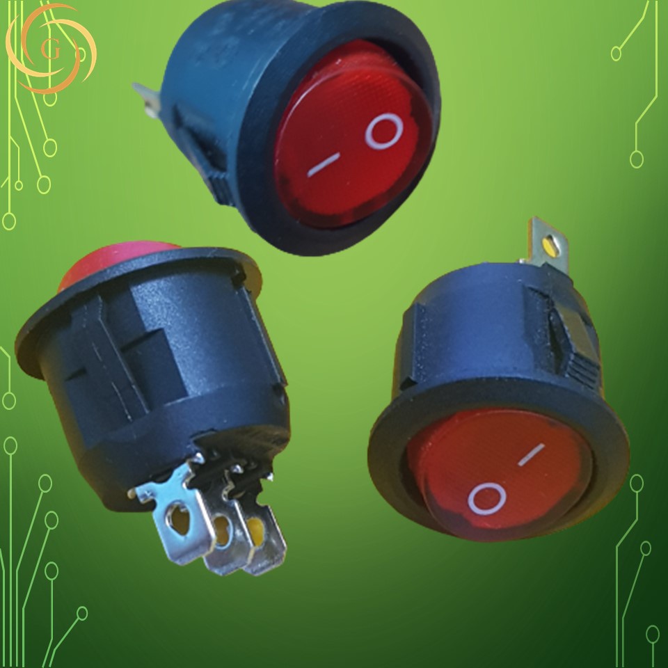 Công tắc 3 chân tròn có đèn báo - công tắc on/off