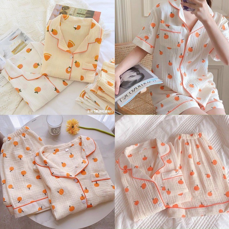 Bộ đồ pijama chất xô cam siêu xinh tặng - Mono Boutique