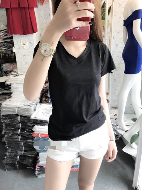 Áo Thun nữ trơn cổ tim Từ 40Kg - 65Kg | BigBuy360 - bigbuy360.vn