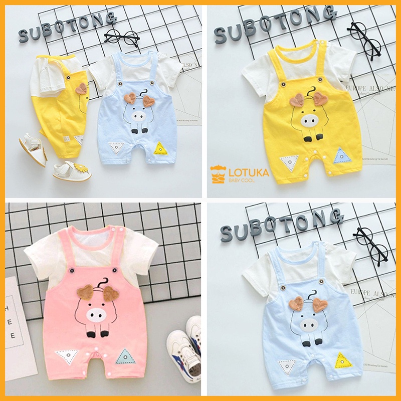 Bộ Body yếm ngắn tay Bodysuit cho bé trai bé gái sơ sinh từ 3-12kg