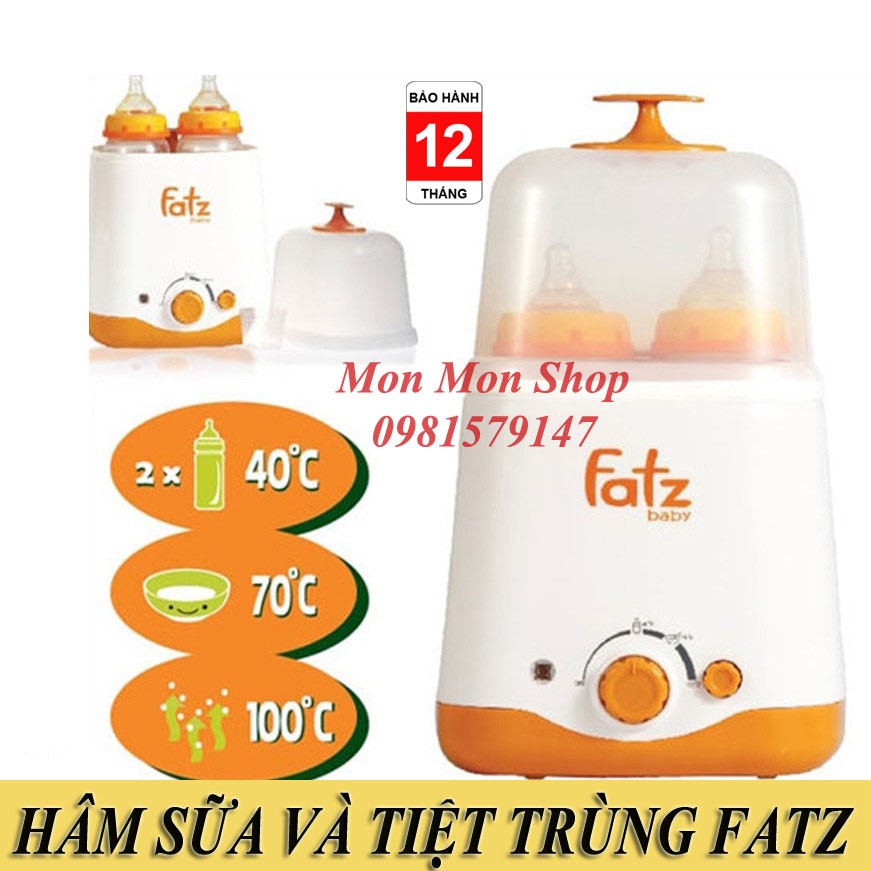 (BH 12 tháng) Máy hâm sữa và tiệt trùng Fatz Baby 2 bình cổ rộng FB3012SL thế hệ mới