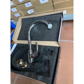 vòi rữa chén nóng lạnh inox 304 bóng cao cấp xoay cổ bi cực êm giá cực chuẩn