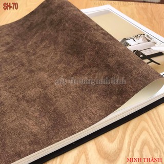 Giấy dán tường mầu nâu vân sần,giấy lụa không keo ,khổ 53cm,dán phòng khách ,phòng ngủ