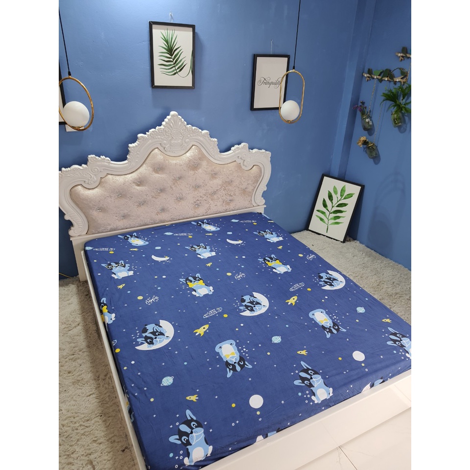 (Giá sốc) Ga (Drap) chống thấm cotton TPU cao cấp mẫu Vũ trụ Space cho gia đình có trẻ nhỏ, người già không nóng, ko bí