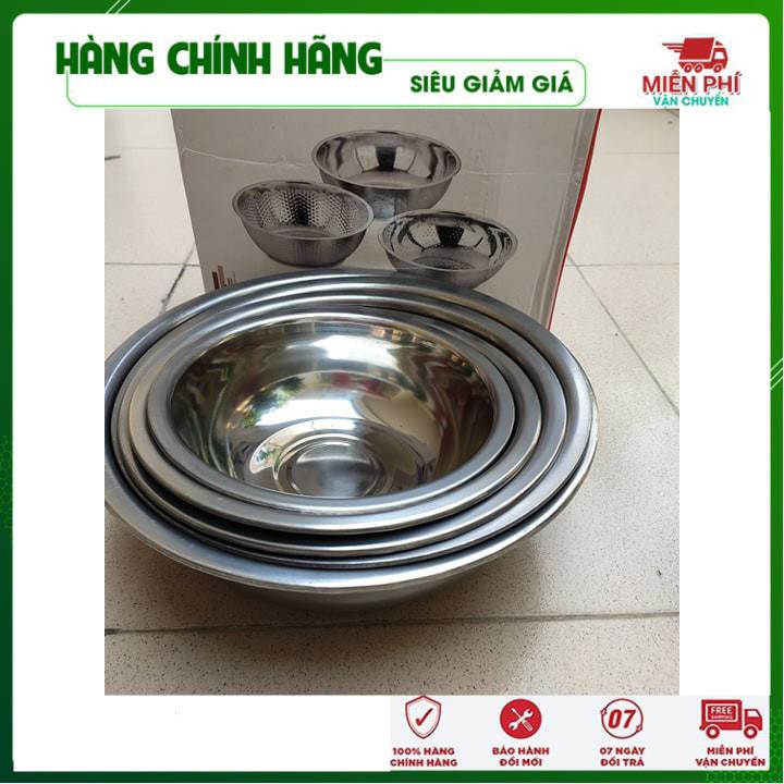 Bộ Thau Inox 5 Món  FREESHIP  GIẢM 10K Khi Nhập Mã [Rổ Inox] Đồ Gia Dụng