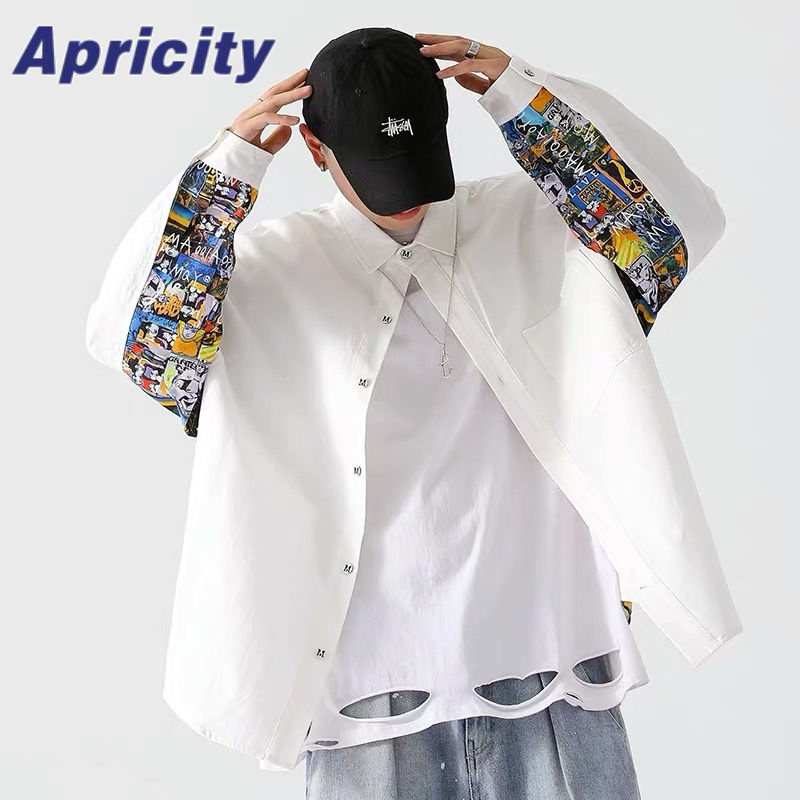 Áo Sơ Mi Nam Dài Tay Dáng Rộng In Hình Thời Trang Phong Cách hip hop