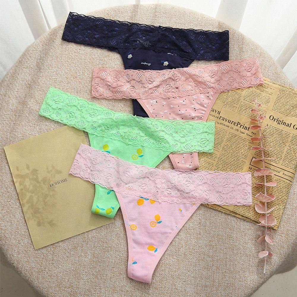 Quần Lót Lưng Thấp Thoáng Khí Thêu Họa Tiết Dễ Thương Thời Trang Cho Nữ