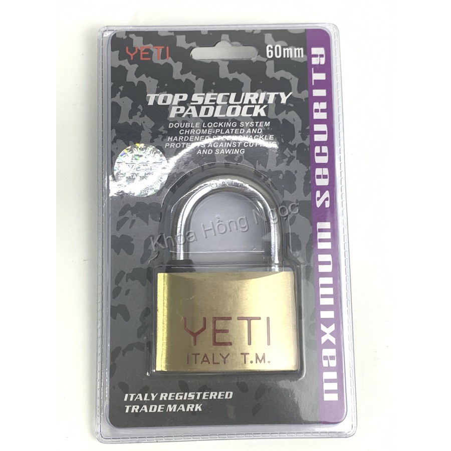 Khóa bấm Yeti 60mm đồng thau chìa điện tử