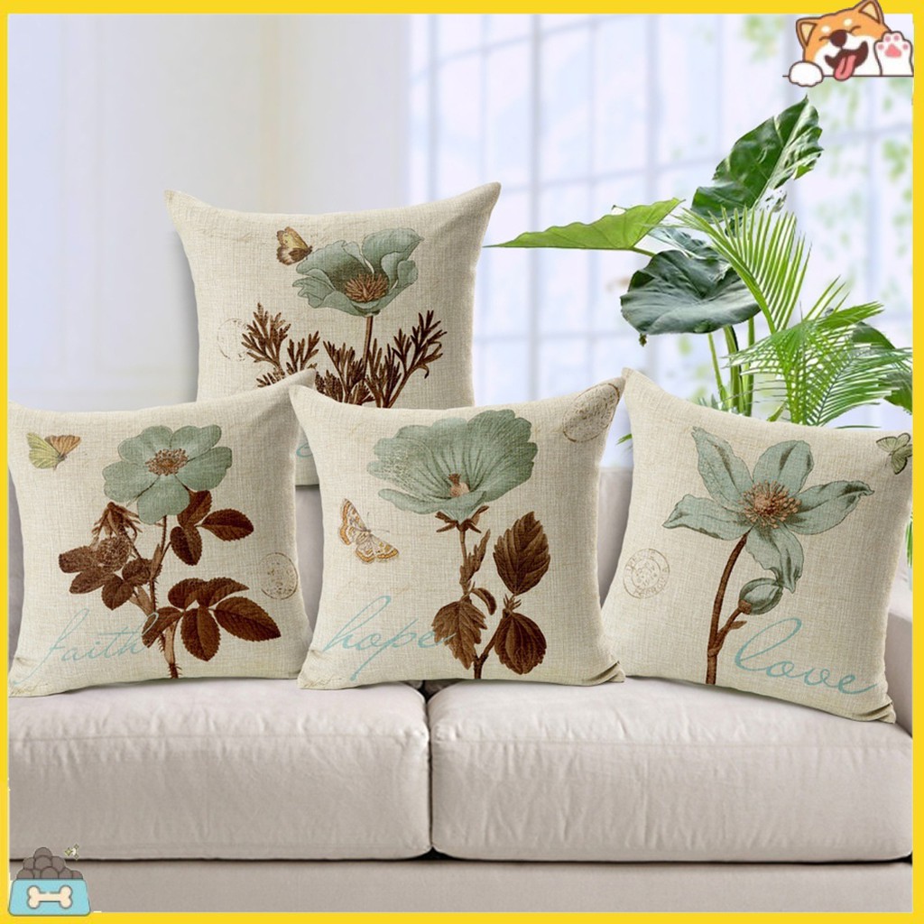 Vỏ gối sofa in hoa phong cách cổ điển tiện dụng