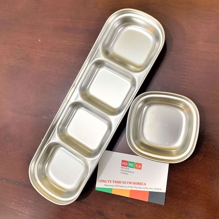 Khay (chén) đựng nước sốt 1,2,3,4 ngăn hàn quốc [inox 304], gia vị, nước chấm, đĩa (dĩa) hình chữ nhật, hình vuông