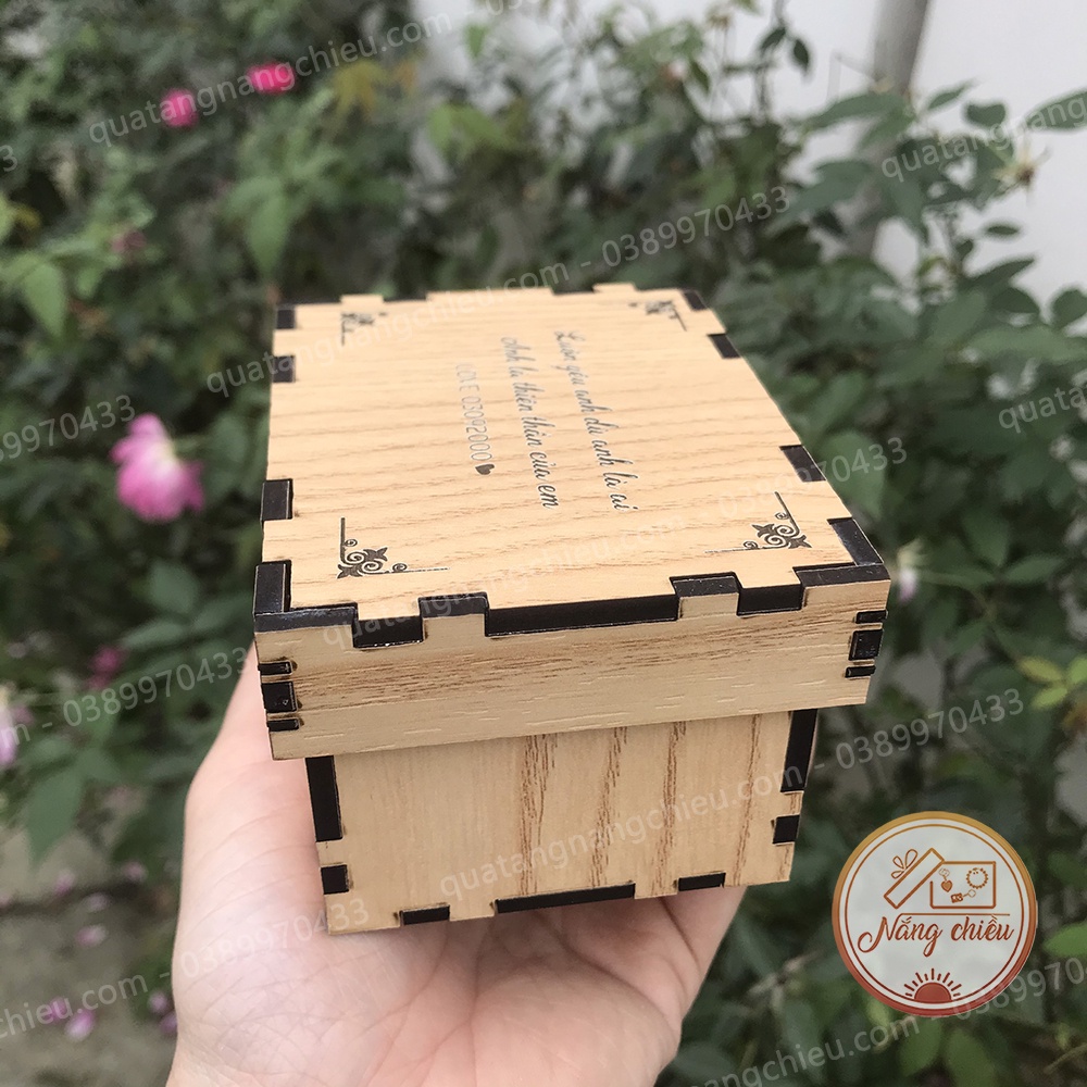 Hộp đựng quà tình yêu handmade - Hộp bằng gỗ đa công dụng khắc nội dung theo yêu cầu