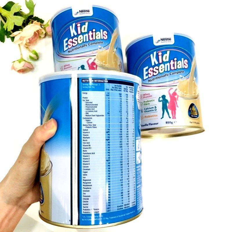 Sữa bột Kid Essentials Vanilla Úc 850gr mẫu mới,hỗ trợ tiêu hóa,tăng cân cho bé