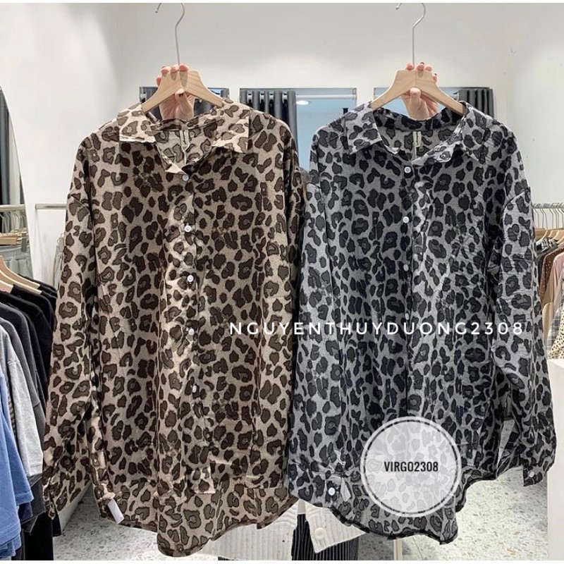 [Ảnh thật/Sẵn]Áo sơmi voan da báo hot trend/Áo sơmi đuôi tôm | BigBuy360 - bigbuy360.vn