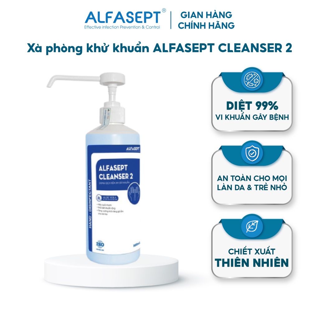 Xà Phòng Rửa Tay ALFASEPT Cleanser 2 Giúp Khử Khuẩn Nhanh Chóng Và Tăng Cường Khả Năng Giữ Ẩm Cho Da Lọ 500ml