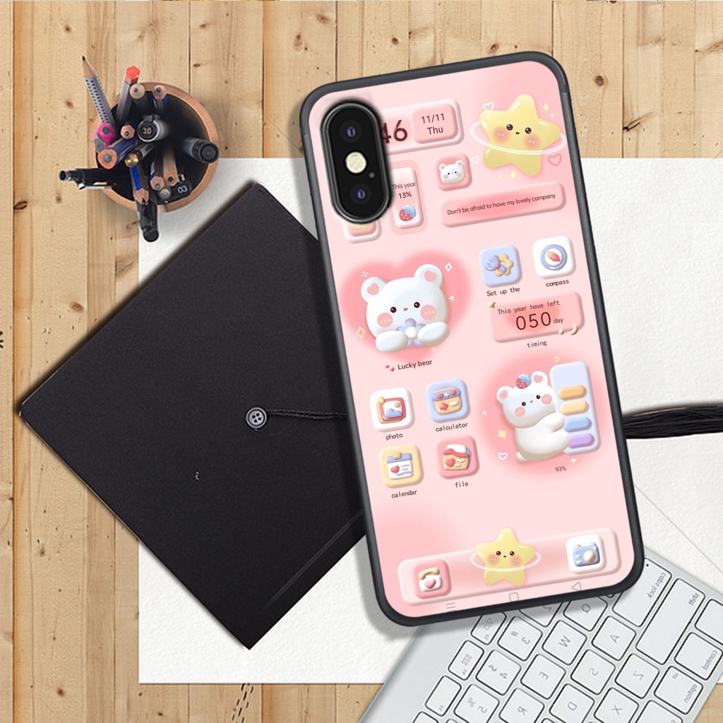 Ốp Lưng IPHONE X/XS - XR - XSMAX, In Hình Gấu Cute, màu sắc bắt mắt.