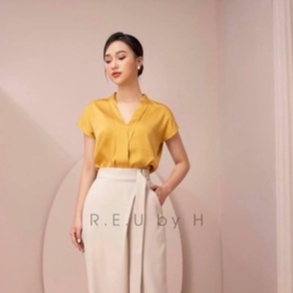 Áo sơ mi chất Lụa đẹp, Cổ V Cài Áo ngắn tay sành điệu