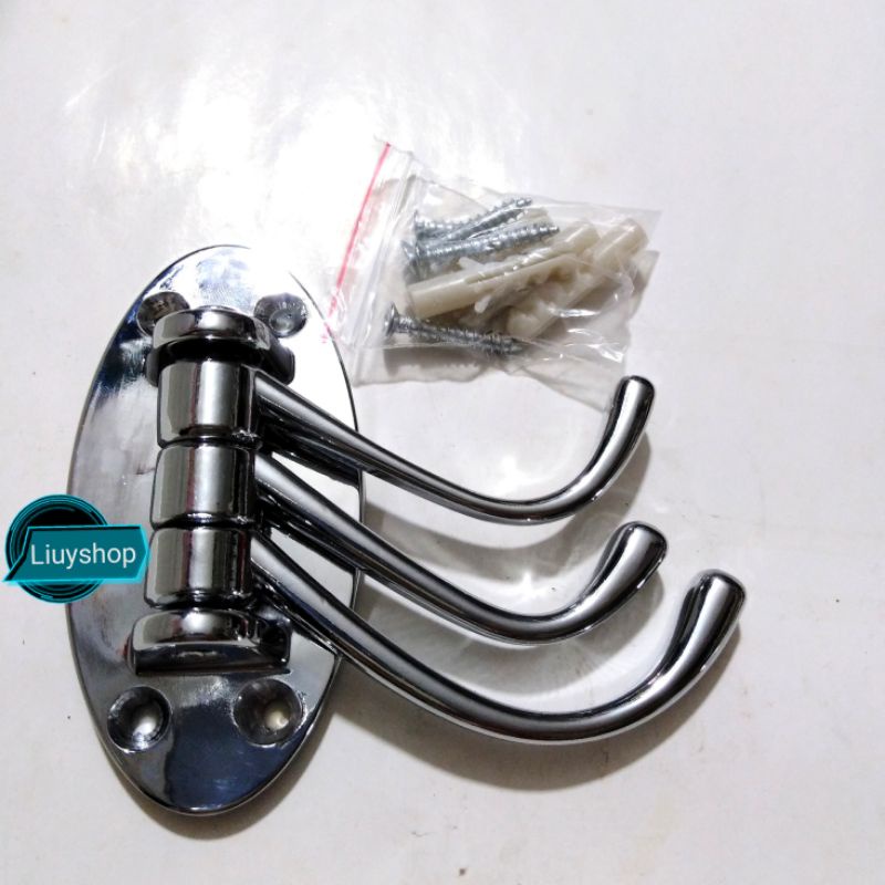Móc treo đồ 3 chấu xoay inox SUS 304, móc bướm 2 chấu