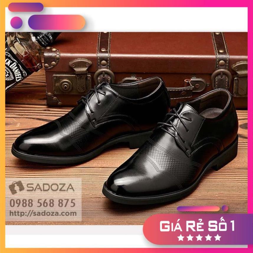 Giày tăng chiều cao nam công sở buộc dây cao cấp GD46 (nâu+đen) -am1