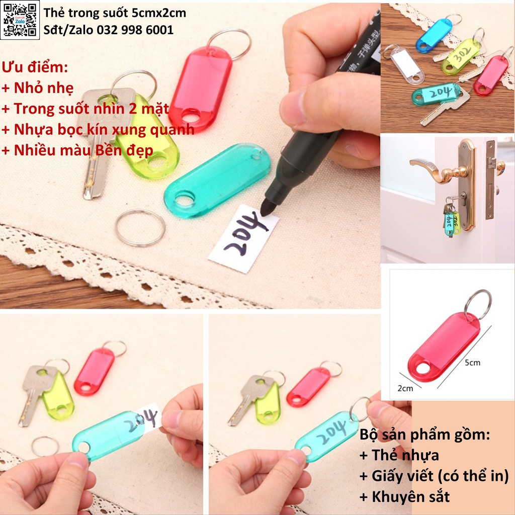 combo 10 Thẻ nhựa ghi chú treo chìa khóa, Viết hoặc in ấn tên, SĐT treo balo, vali đánh dấu vật dụng capdungtailieu