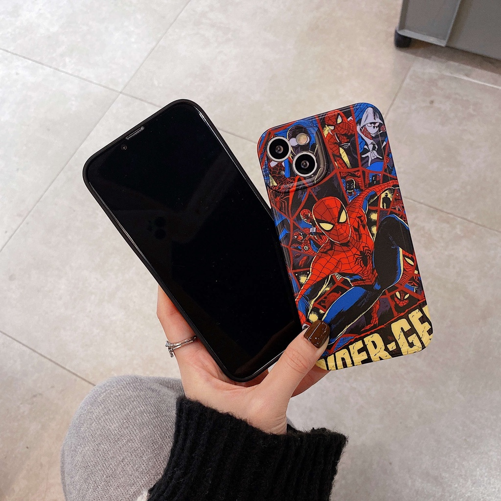 Ốp Điện Thoại Họa Tiết Marvel Spiderman Cho iPhone13Pro iP12Pro XS iPhone11 12Promax 13Promax 11 12 13 7P