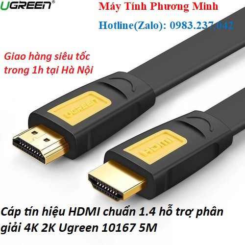 Cáp HDMI dài 5m Ugreen 10167 cao cấp hỗ trợ full HD, 2k, 4k - Hàng chính hãng bảo hành 18 tháng