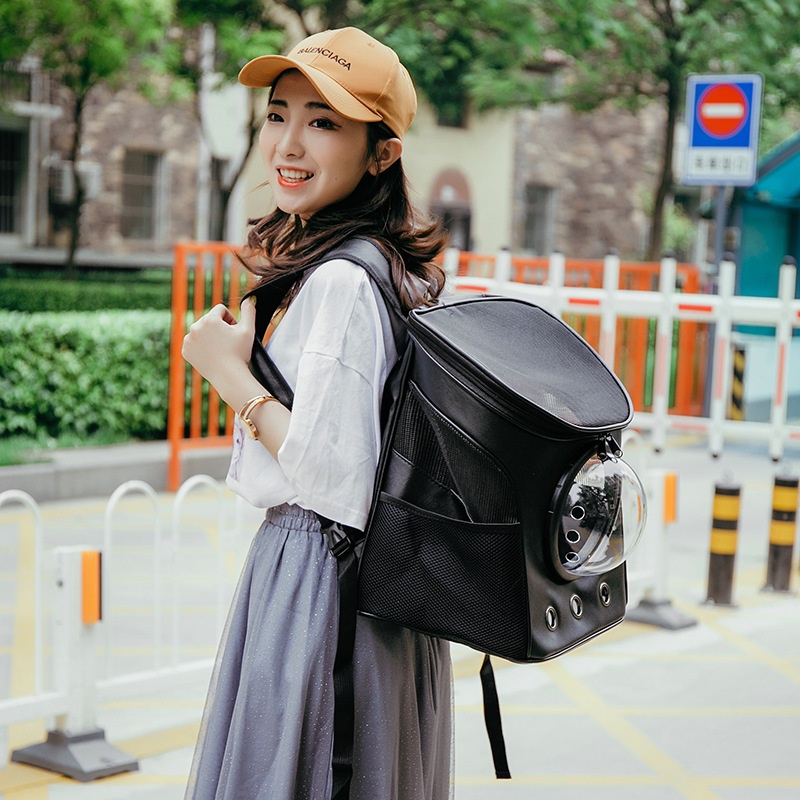 Balo Phi Hành Gia Size Lớn Cho Chó Mèo Bằng Da Chống Thấm Nước